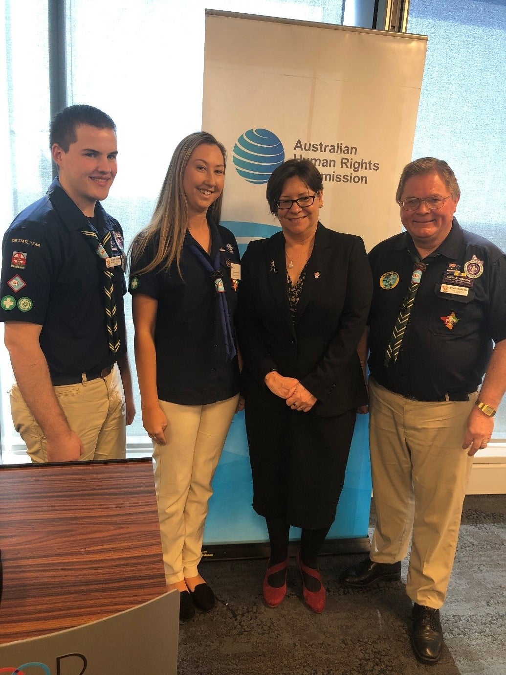 Megan Mitchell with NSW Scouts Chief Commissioner and Youth Safe Advocates