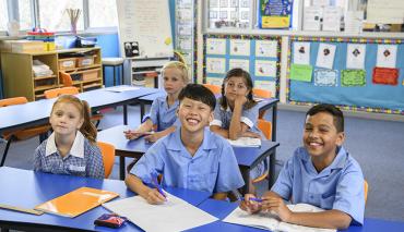 Children happy in class